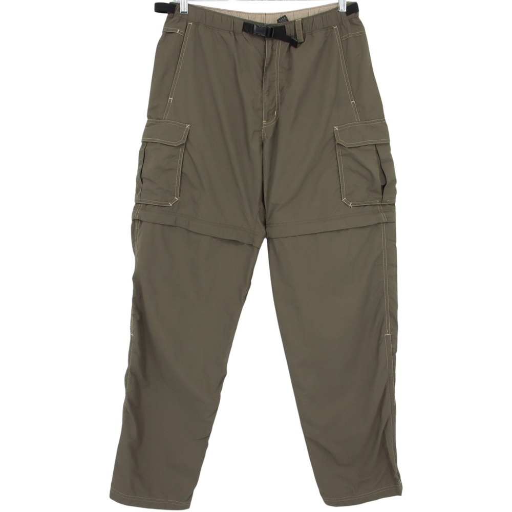 REI Mens Convertible Cargo Hiking Pants Size Length 34 Olive Green UPF 50 Nylon